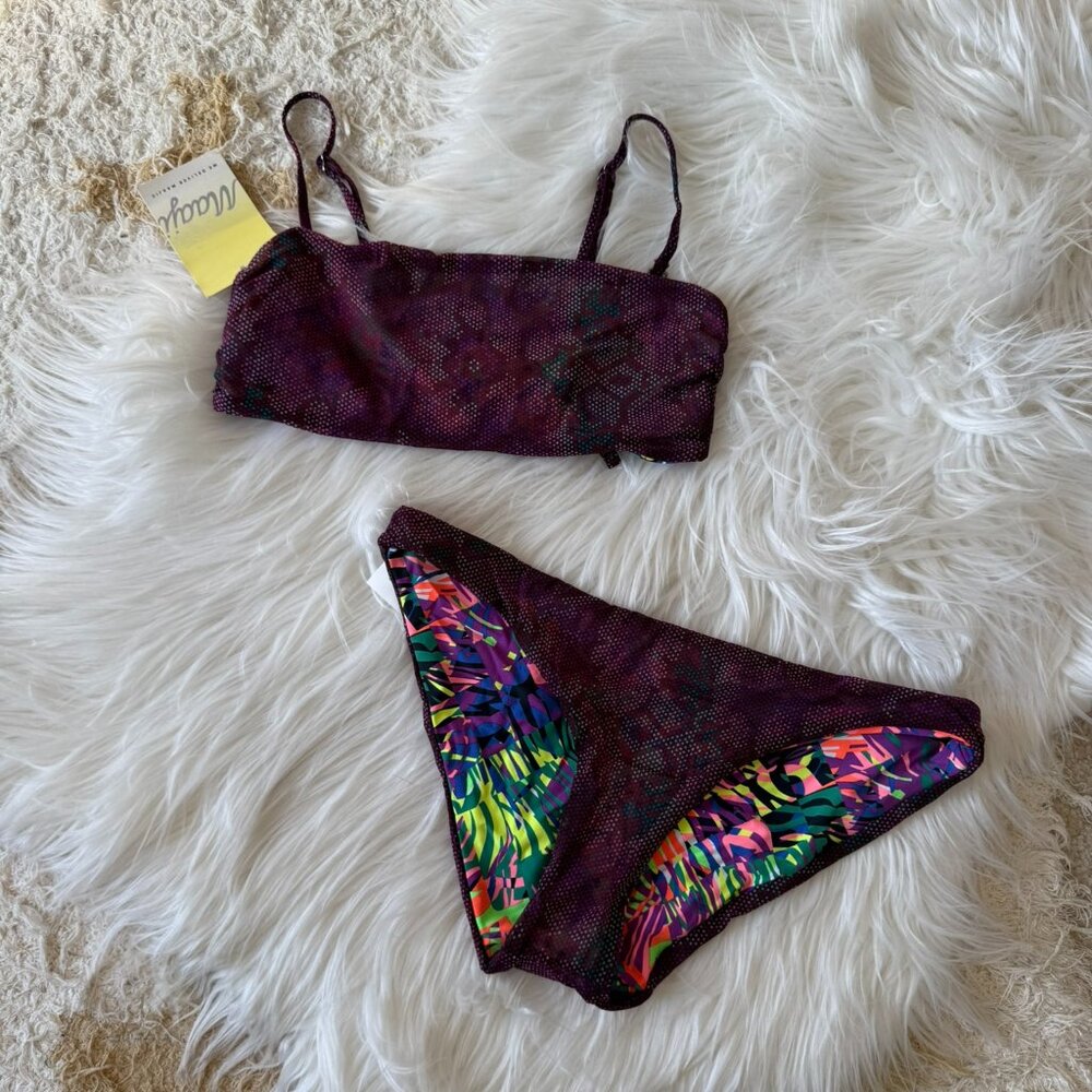 NWT Maaji Bryn Reversible Purple Snake Print & Bright Pattern Bikini M